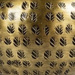 Round Hammered Metal Container with Bird Finial, Brass Finish Round Hammered Metal Container with Bird Finial, Brass Finish